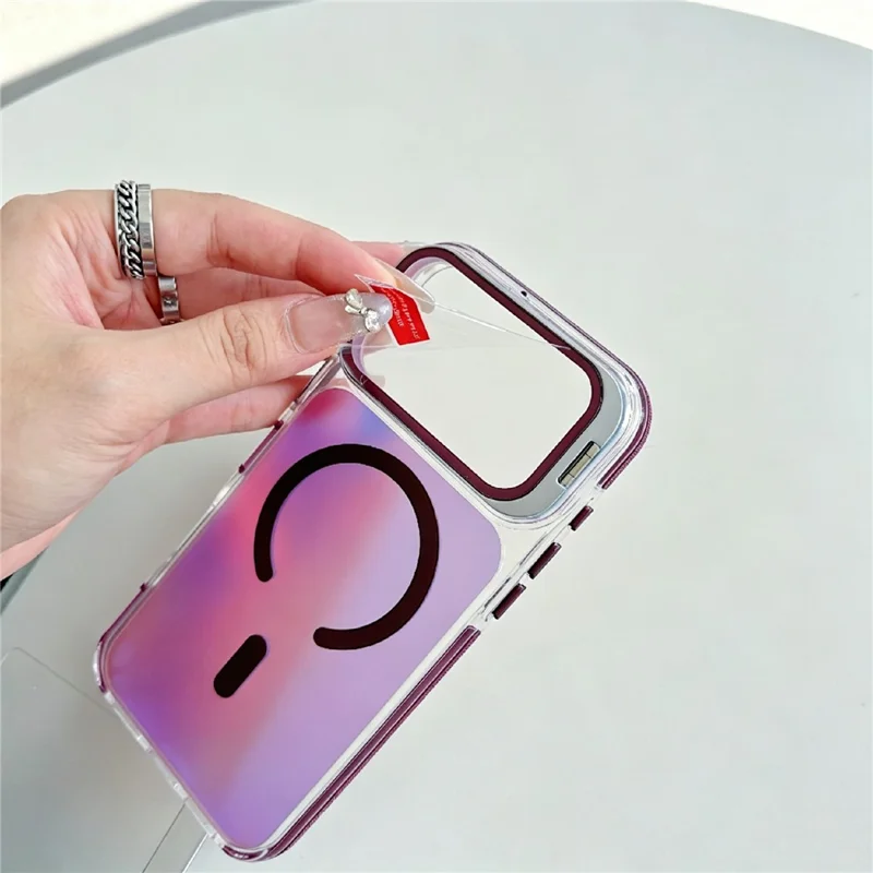 For iPhone 18 Pro Max / 17 Pro Max Magnetic Case Camera Cover Kickstand TPU + Acrylic Dual Layer Shockproof Phone Shell - White