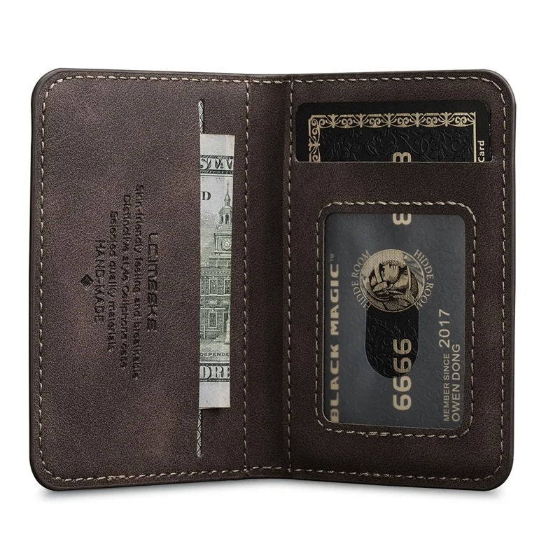 LCIMEEKE L7 Magnetic Phone Wallet RFID Blocking Leather Card Holder Detachable Hands-Free Stand - Coffee