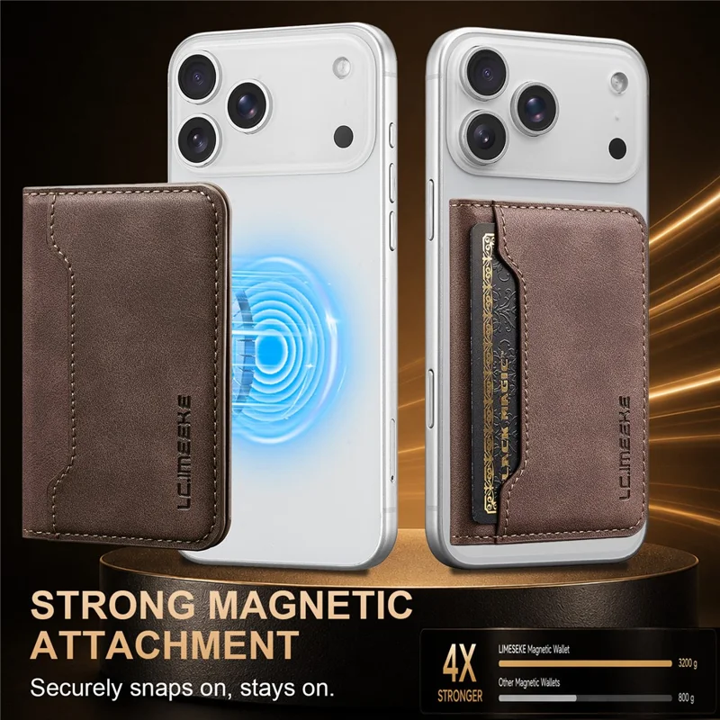 LCIMEEKE L7 Magnetic Phone Wallet RFID Blocking Leather Card Holder Detachable Hands-Free Stand - Coffee