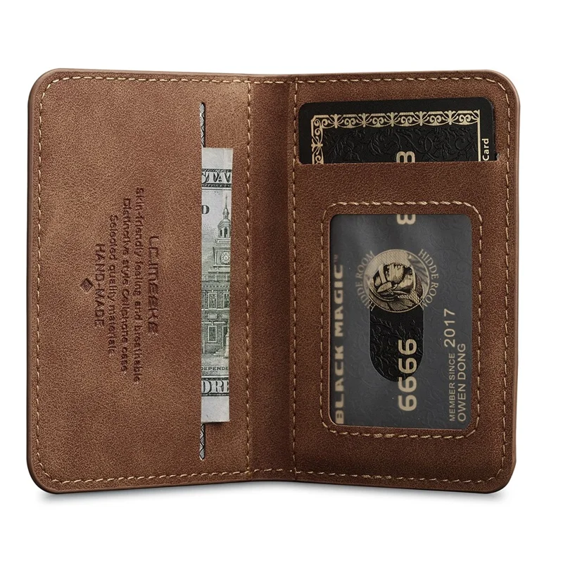 LCIMEEKE L7 Magnetic Phone Wallet RFID Blocking Leather Card Holder Detachable Hands-Free Stand - Brown