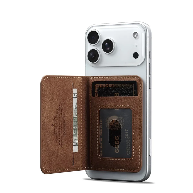 LCIMEEKE L7 Magnetic Phone Wallet RFID Blocking Leather Card Holder Detachable Hands-Free Stand - Brown