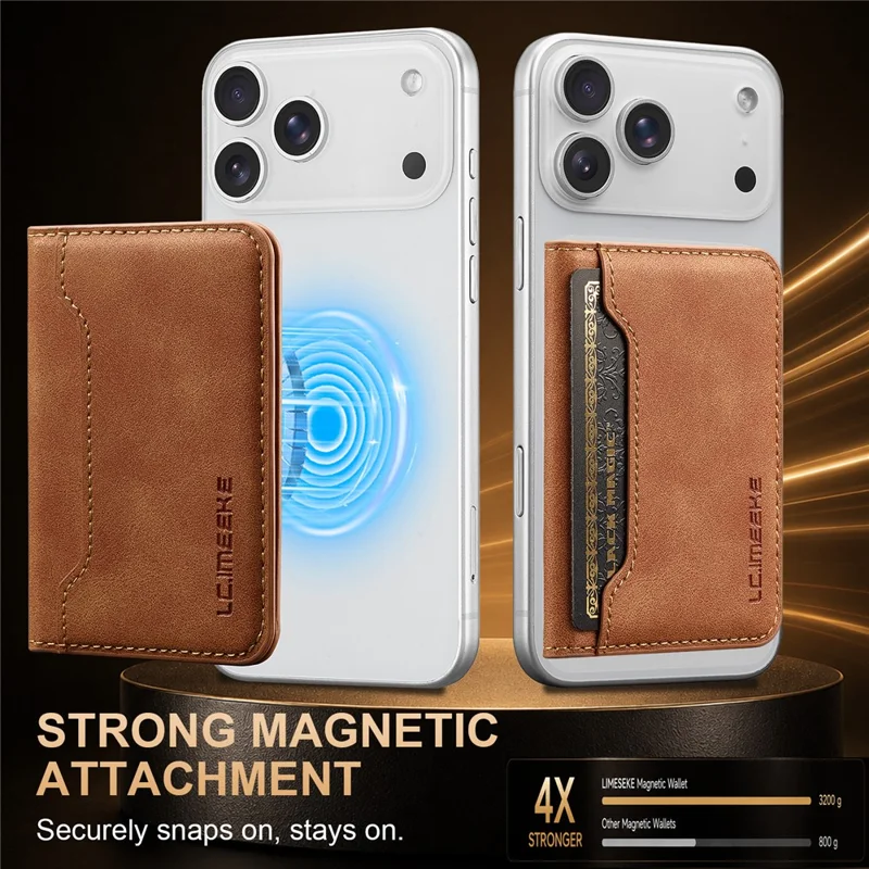 LCIMEEKE L7 Magnetic Phone Wallet RFID Blocking Leather Card Holder Detachable Hands-Free Stand - Brown