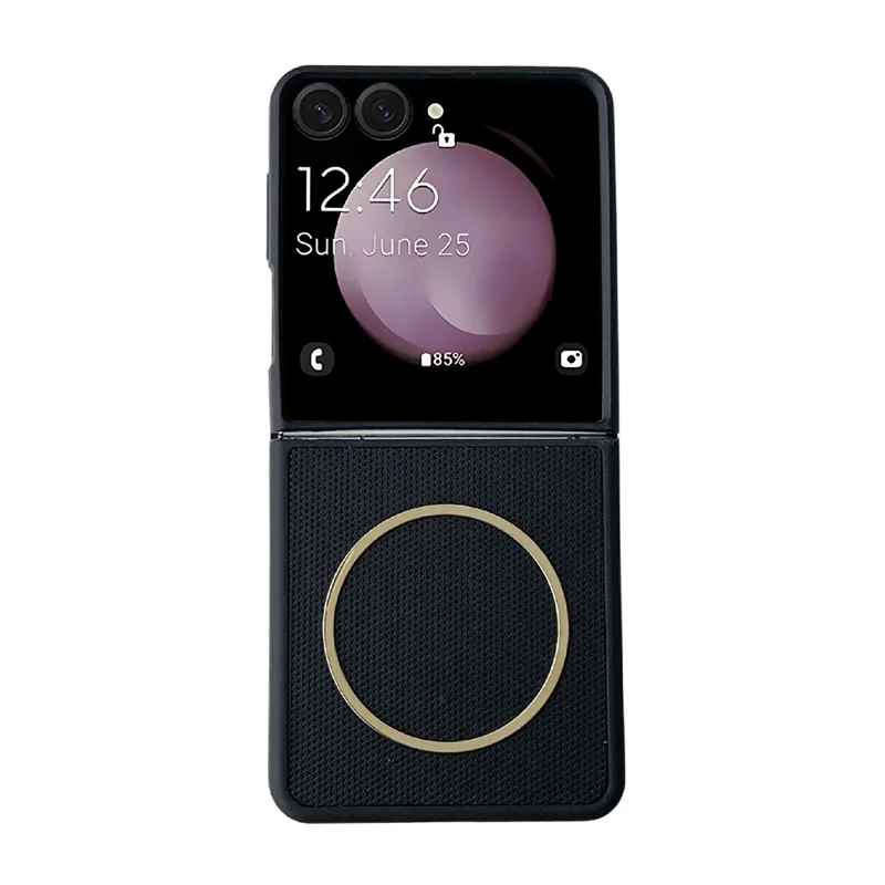 For Samsung Galaxy Z Flip8 Magnetic Case Diamond Pattern PC + TPU 2 in 1 Phone Cover - Black