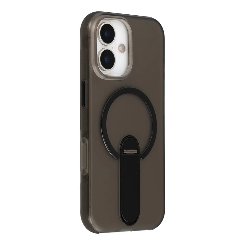 Für iPhone 16 Magnetische Hülle Mit Klappständer PC + TPU Stoßfest Rutschfeste Handyhülle - Schwarz