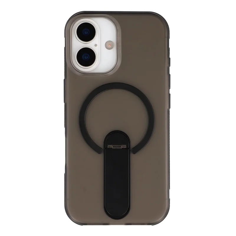 Für iPhone 16 Magnetische Hülle Mit Klappständer PC + TPU Stoßfest Rutschfeste Handyhülle - Schwarz