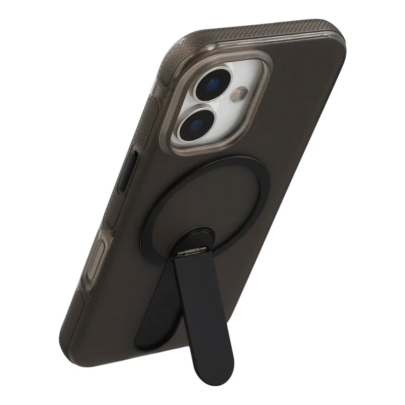 Für iPhone 16 Magnetische Hülle Mit Klappständer PC + TPU Stoßfest Rutschfeste Handyhülle - Schwarz