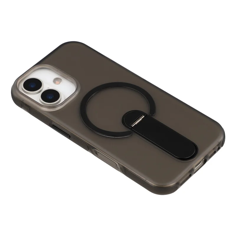 Für iPhone 16 Magnetische Hülle Mit Klappständer PC + TPU Stoßfest Rutschfeste Handyhülle - Schwarz