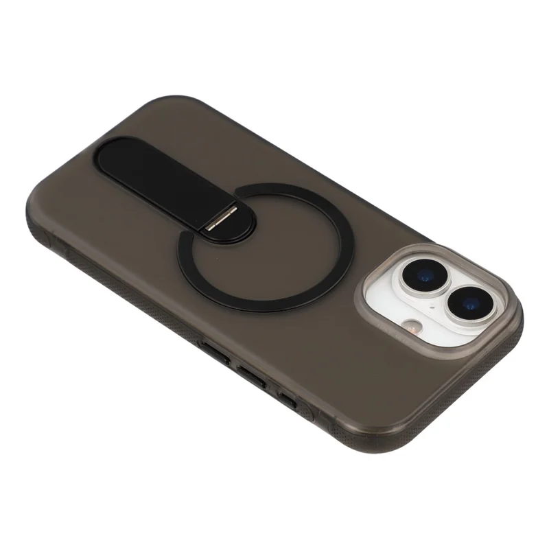 Für iPhone 16 Magnetische Hülle Mit Klappständer PC + TPU Stoßfest Rutschfeste Handyhülle - Schwarz