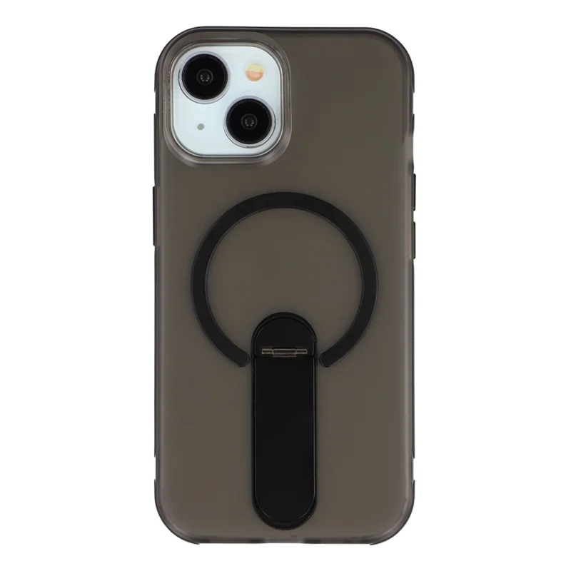 For iPhone 14  /  13 Magnetic Case Foldable Kickstand PC + TPU Shockproof Anti-Slip Phone Cover - Black