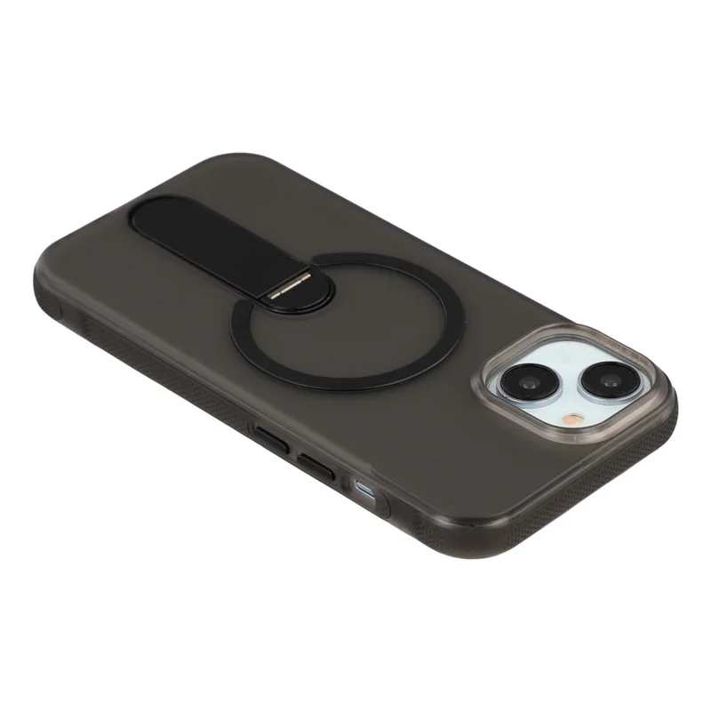 For iPhone 14  /  13 Magnetic Case Foldable Kickstand PC + TPU Shockproof Anti-Slip Phone Cover - Black