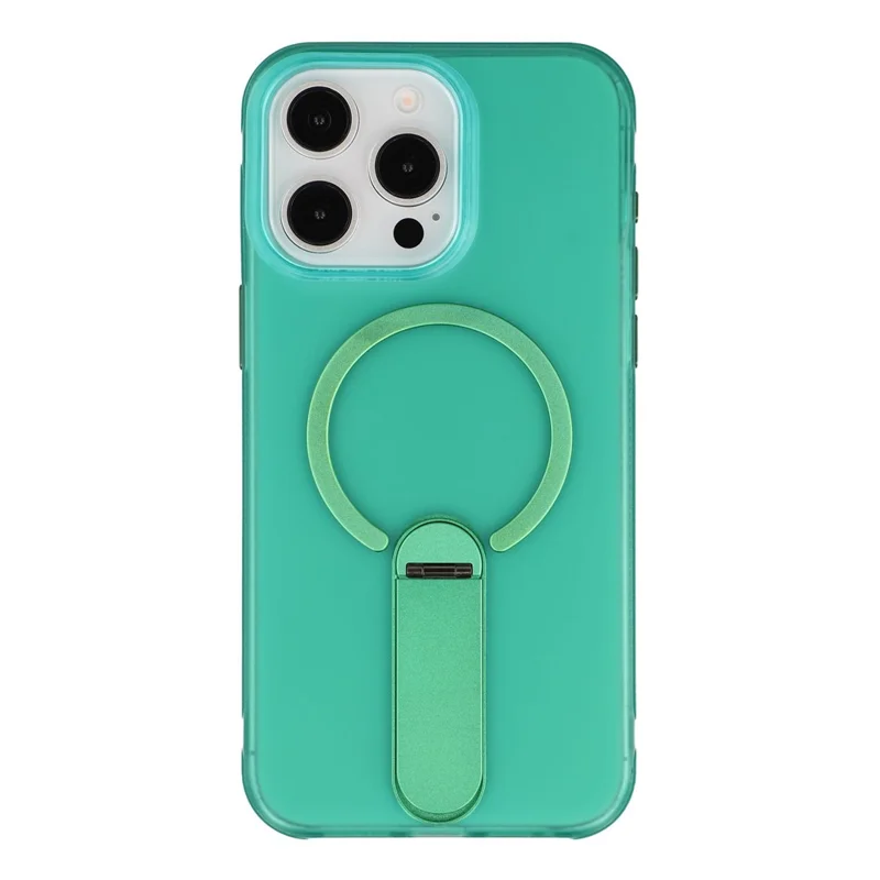 For iPhone 13 Pro Max Magnetic Case Foldable Kickstand PC + TPU Shockproof Anti-Slip Phone Cover - Army Green