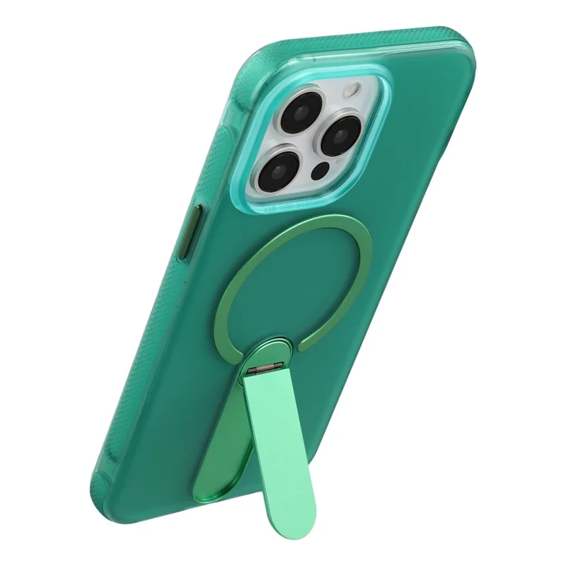 For iPhone 13 Pro Max Magnetic Case Foldable Kickstand PC + TPU Shockproof Anti-Slip Phone Cover - Army Green