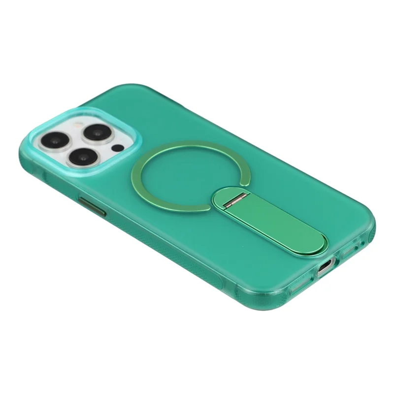 For iPhone 13 Pro Max Magnetic Case Foldable Kickstand PC + TPU Shockproof Anti-Slip Phone Cover - Army Green