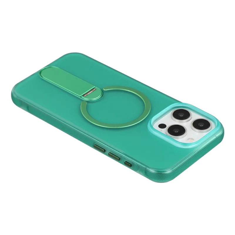 For iPhone 13 Pro Max Magnetic Case Foldable Kickstand PC + TPU Shockproof Anti-Slip Phone Cover - Army Green