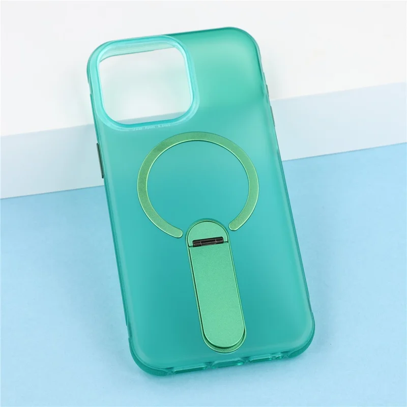 For iPhone 13 Pro Max Magnetic Case Foldable Kickstand PC + TPU Shockproof Anti-Slip Phone Cover - Army Green