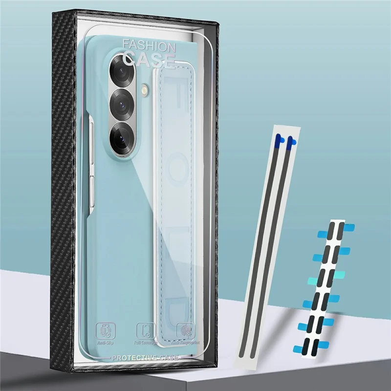 For Samsung Galaxy Z Fold8 Ultra Case Wristband PC Phone Cover with Tempered Glass Screen Protector - Black