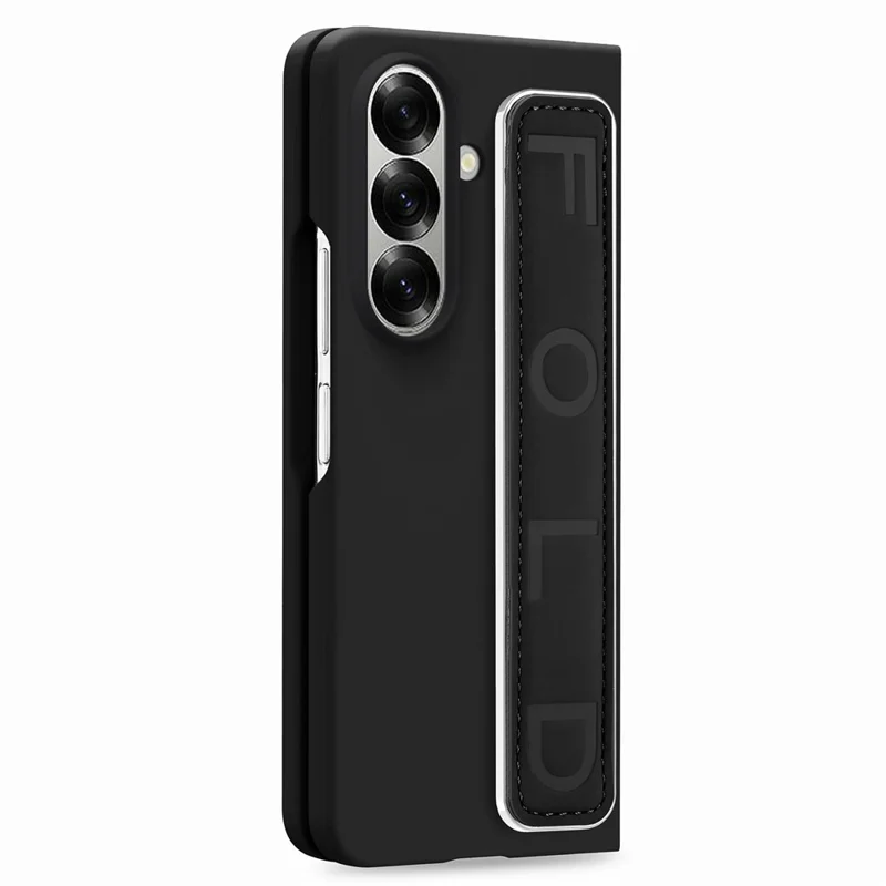 For Samsung Galaxy Z Fold8 Ultra Case Wristband PC Phone Cover with Tempered Glass Screen Protector - Black