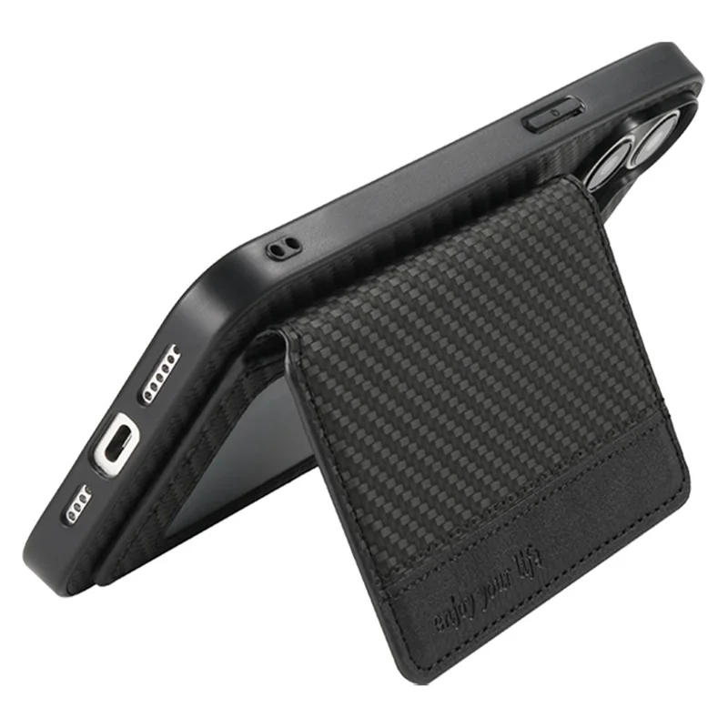 For Xiaomi Redmi Note 17 4G (Global) / Note 17 5G (Global) / Note 17 (India / China) 5G Case RFID Blocking Carbon Fiber Leather Phone Back Cover with Card Holder - Black