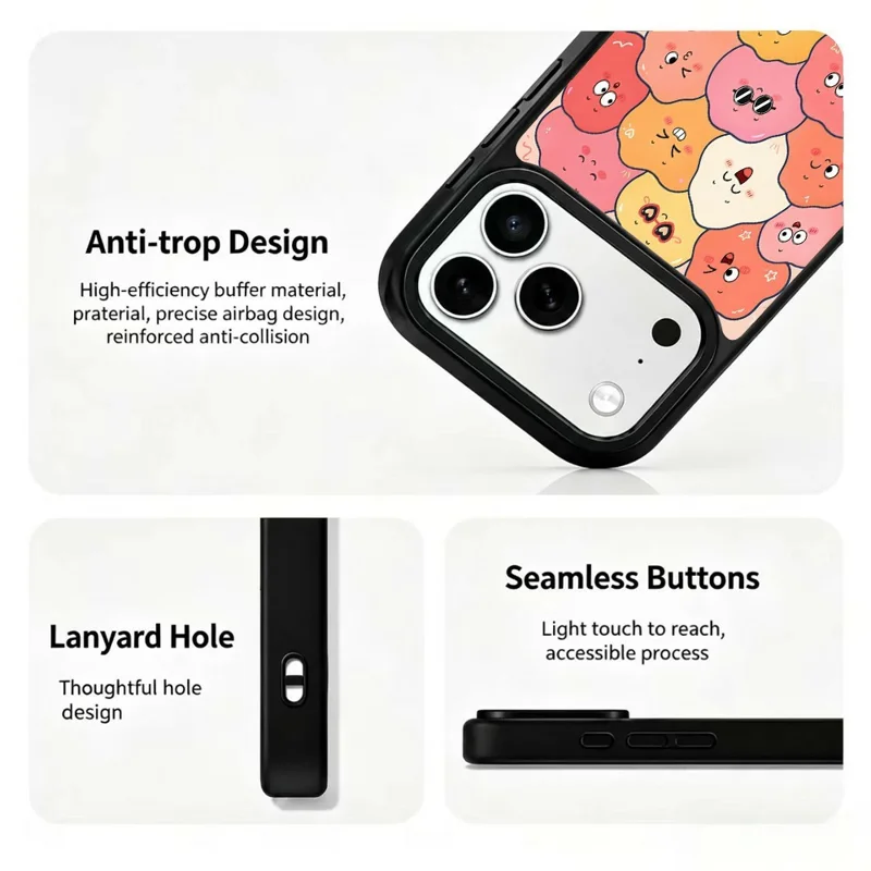 For iPhone 18 Pro Max / 17 Pro Max Magnetic Case Five Elements Series UV Printed Slim Dual-Layer PC + Silicone Phone Cover - H00049