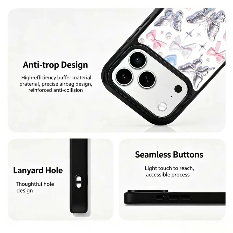 For iPhone 18 Pro / 17 Pro Magnetic Case UV Printed Aesthetic Pattern PC + Silicone Protective Phone Cover - ZX0098