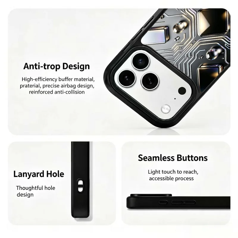 For iPhone 18 Pro / 17 Pro Magnetic Case UV Printed Artwork PC + Silicone Shockproof Phone Cover - ZX0124