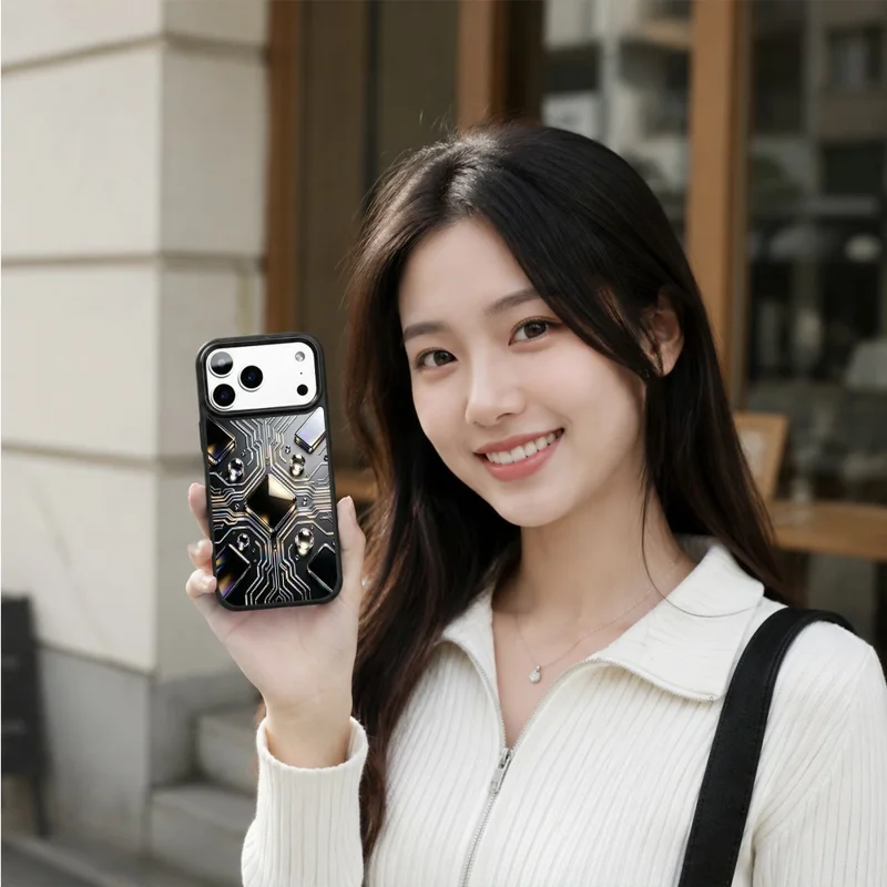 For iPhone 18 Pro / 17 Pro Magnetic Case UV Printed Artwork PC + Silicone Shockproof Phone Cover - ZX0124