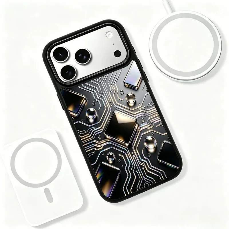 For iPhone 18 Pro / 17 Pro Magnetic Case UV Printed Artwork PC + Silicone Shockproof Phone Cover - ZX0124