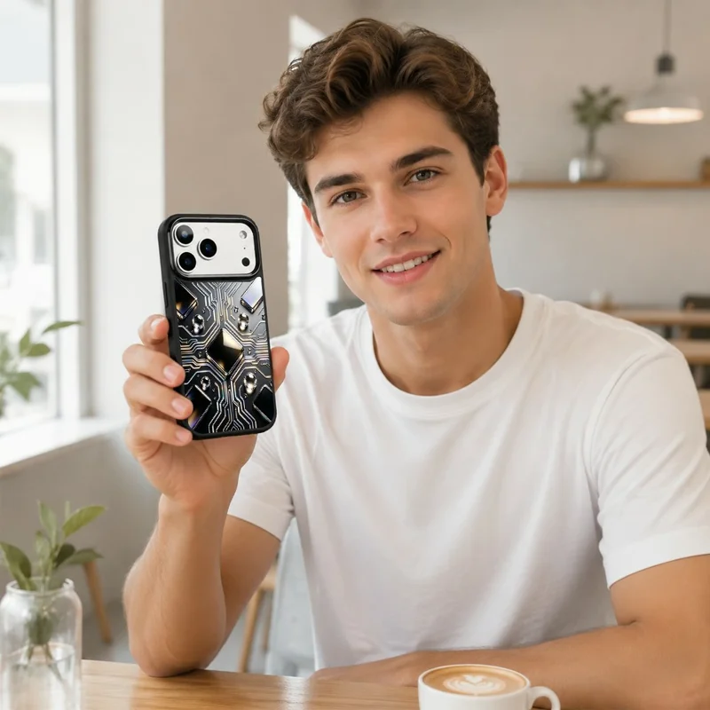 For iPhone 18 Pro Max / 17 Pro Max Magnetic Case UV Printed Artwork PC + Silicone Shockproof Phone Cover - ZX0124