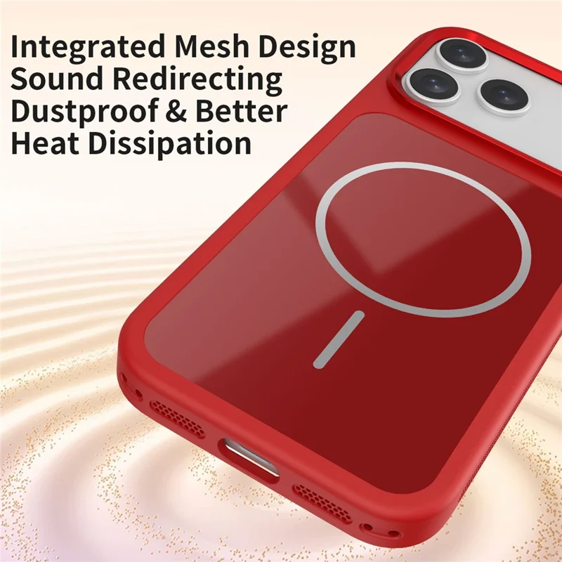 For iPhone 18 Pro / 17 Pro Magnetic Case PC + TPU Shockproof Anti-Scratch Phone Cover with Metal Lens Frame - Red