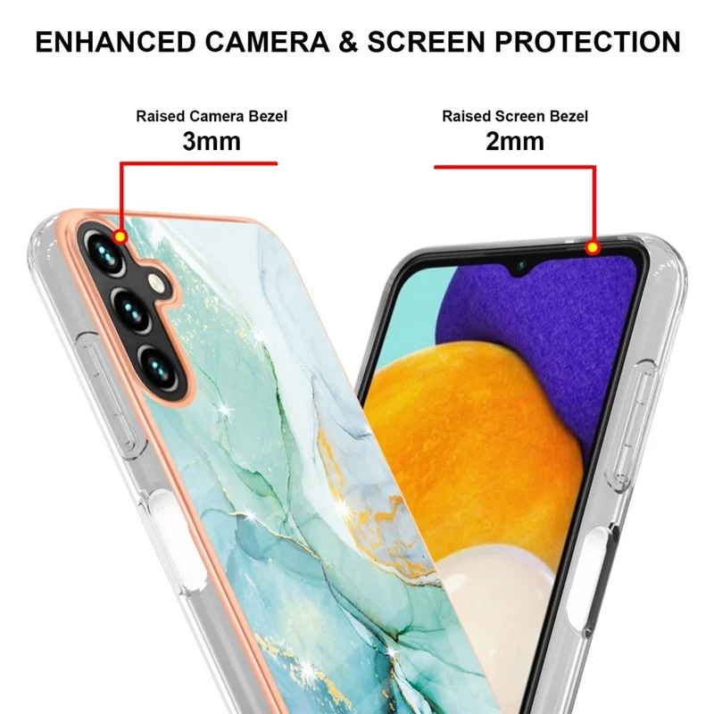 For Samsung Galaxy A14 5G / A14 4G TPU Case with IMD Marble Pattern Electroplated Back Cover - Green 003