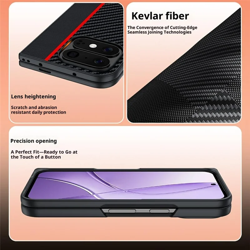 For Google Pixel 11 Pro Fold Case Carbon Fiber Texture Ultra Slim PC Phone Cover - Black + Red