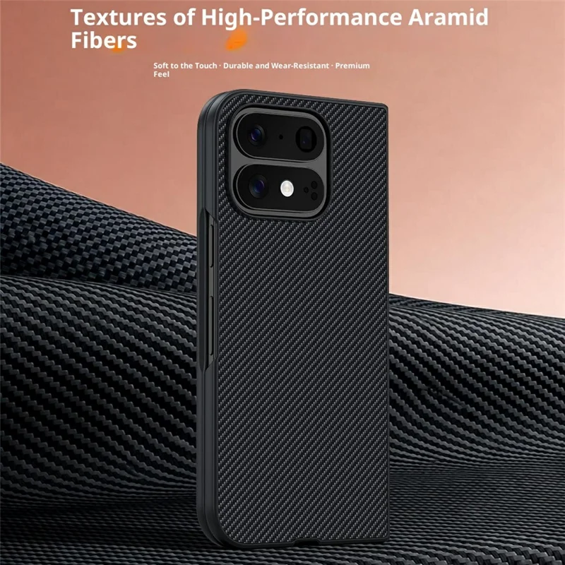 For Google Pixel 11 Pro Fold Case Carbon Fiber Texture Ultra Slim PC Phone Cover - Black + Red