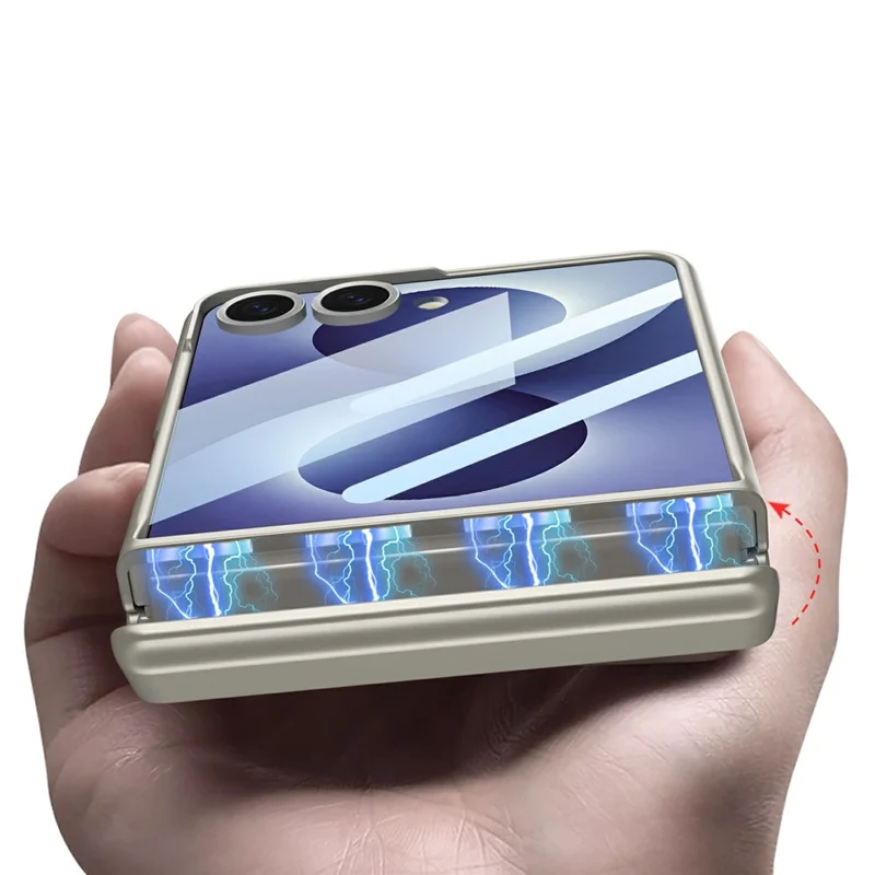 GKK For Samsung Galaxy Z Flip8 Magnetic Case Hinge Protection PC Phone Cover with HD Screen Protector - Titanium Grey