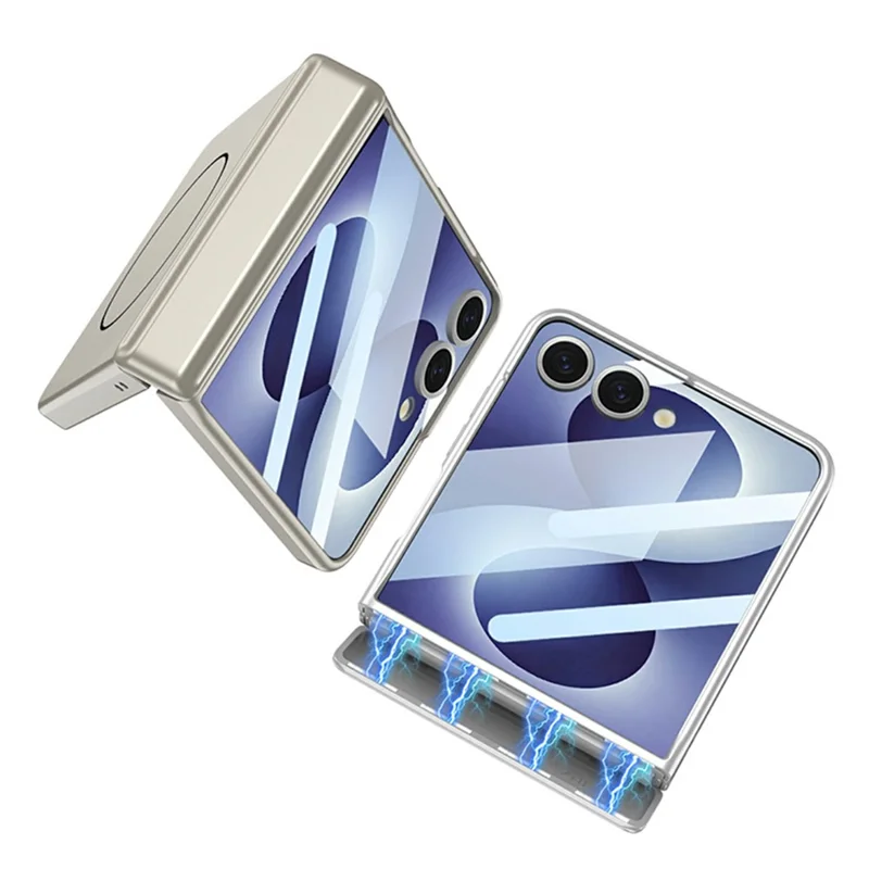 GKK For Samsung Galaxy Z Flip8 Magnetic Case Hinge Protection PC Phone Cover with HD Screen Protector - Titanium Grey