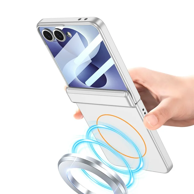 GKK For Samsung Galaxy Z Flip8 Magnetic Case Hinge Protection PC Phone Cover with HD Screen Protector - Titanium Grey