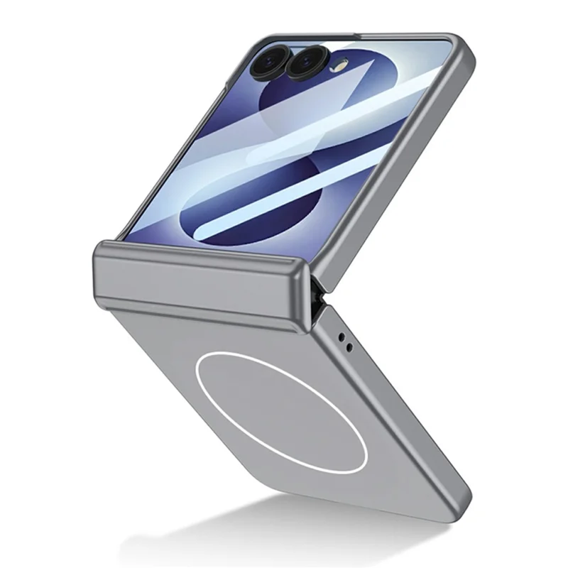 GKK For Samsung Galaxy Z Flip8 Magnetic Case Hinge Protection PC Phone Cover with HD Screen Protector - Titanium Grey