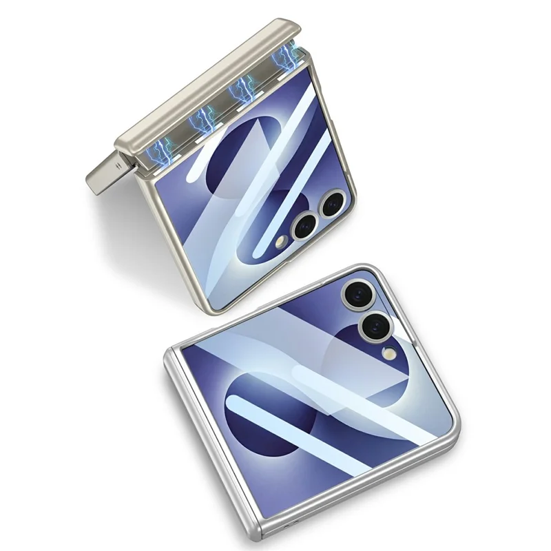 GKK For Samsung Galaxy Z Flip8 Magnetic Case Hinge Protection PC Phone Cover with HD Screen Protector - Titanium Grey