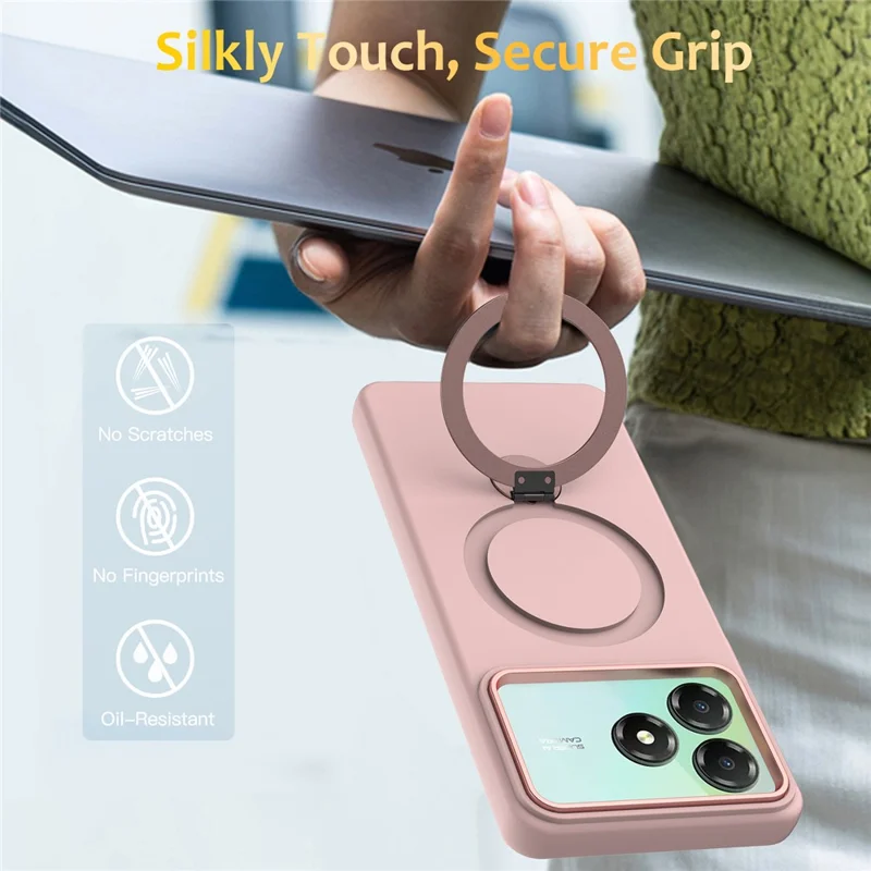 For ZTE Blade A36  /  Blade A56 Pro  /  Blade A76 4G Magnetic Case Rotating Ring Kickstand TPU + PC Back Cover - Pink