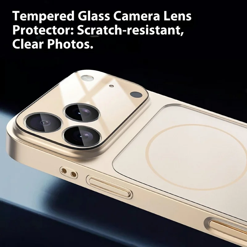 Bulk Purchasing for iPhone 18 Pro / 17 Pro Magnetic Case PC Phone Cover with AG Corning Glass Lens Film - Titanium Grey - 3
