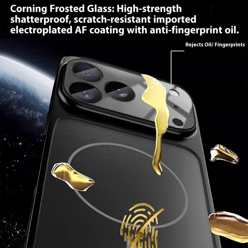 Bulk Purchasing for iPhone 18 Pro / 17 Pro Magnetic Case PC Phone Cover with AG Corning Glass Lens Film - Titanium Grey - 4
