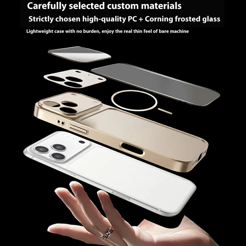 Bulk Purchasing for iPhone 18 Pro / 17 Pro Magnetic Case PC Phone Cover with AG Corning Glass Lens Film - Titanium Grey - 5