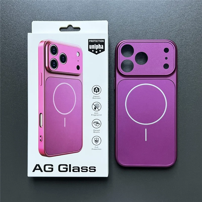 Bulk Purchasing for iPhone 18 Pro / 17 Pro Magnetic Case PC Phone Cover with AG Corning Glass Lens Film - Titanium Grey - 6