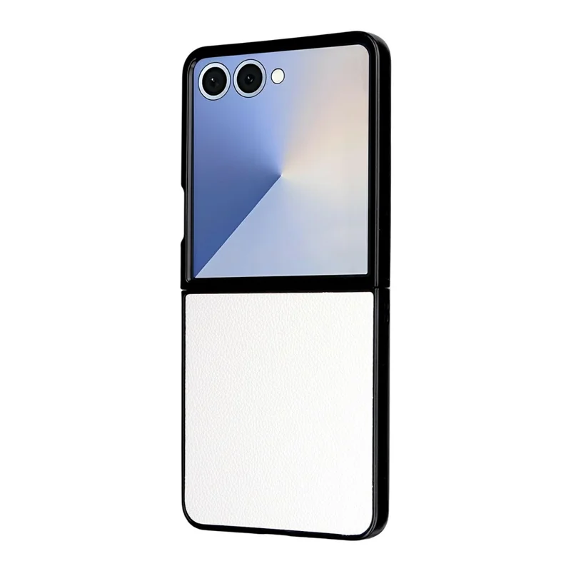 For Samsung Galaxy Z Flip8 Case Litchi Texture Leather + Hard PC Phone Cover - White