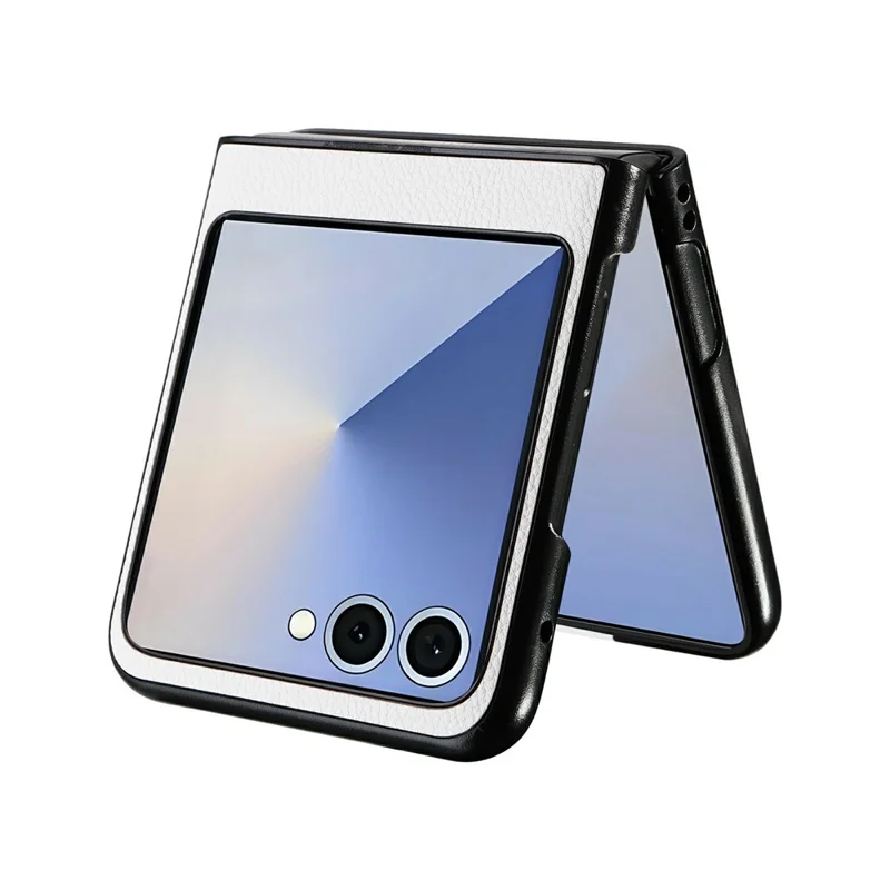 For Samsung Galaxy Z Flip8 Case Litchi Texture Leather + Hard PC Phone Cover - White