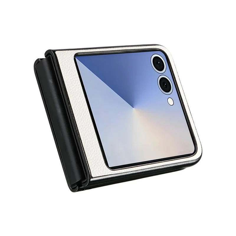 For Samsung Galaxy Z Flip8 Case Litchi Texture Leather + Hard PC Phone Cover - White