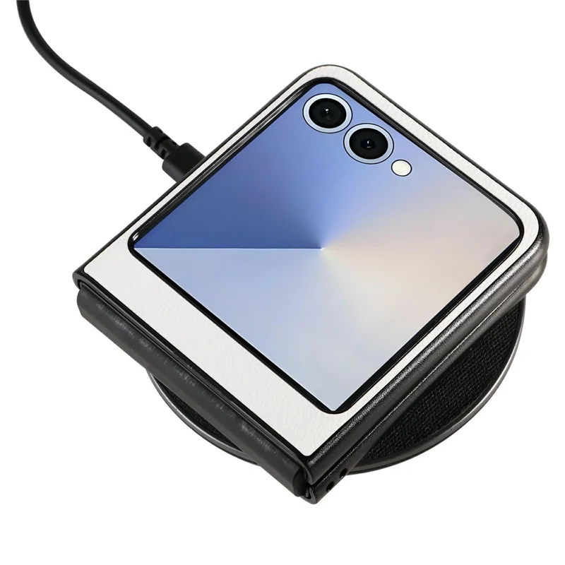 For Samsung Galaxy Z Flip8 Case Litchi Texture Leather + Hard PC Phone Cover - White