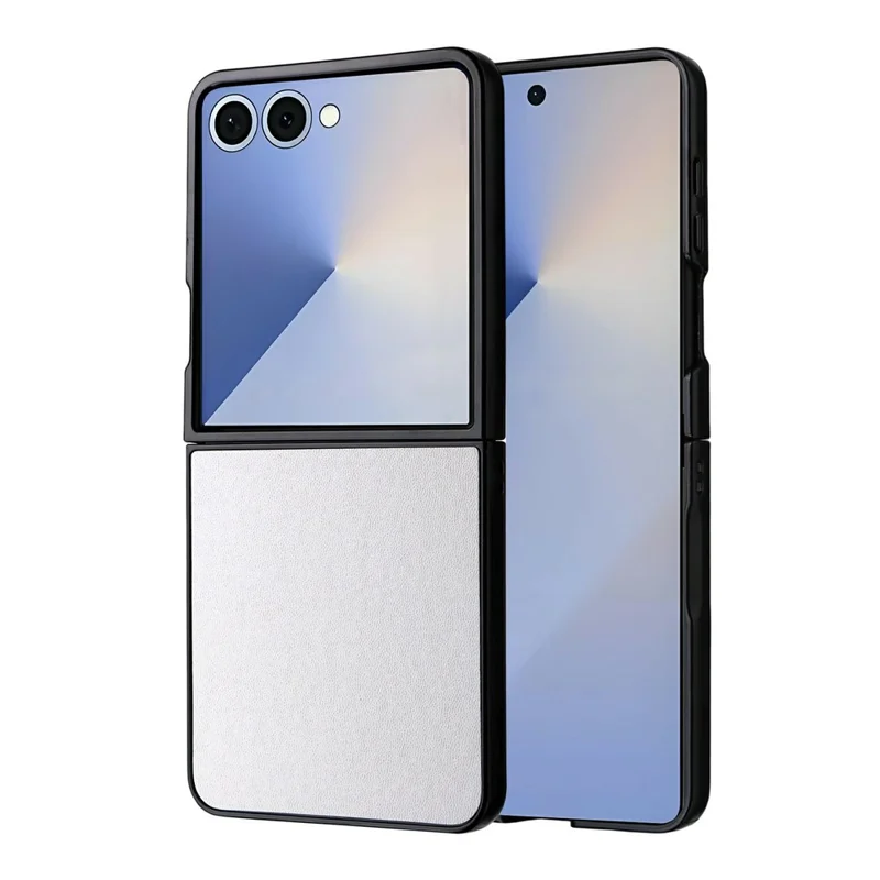 For Samsung Galaxy Z Flip8 Case PU Leather Hard PC Protective Phone Cover - White