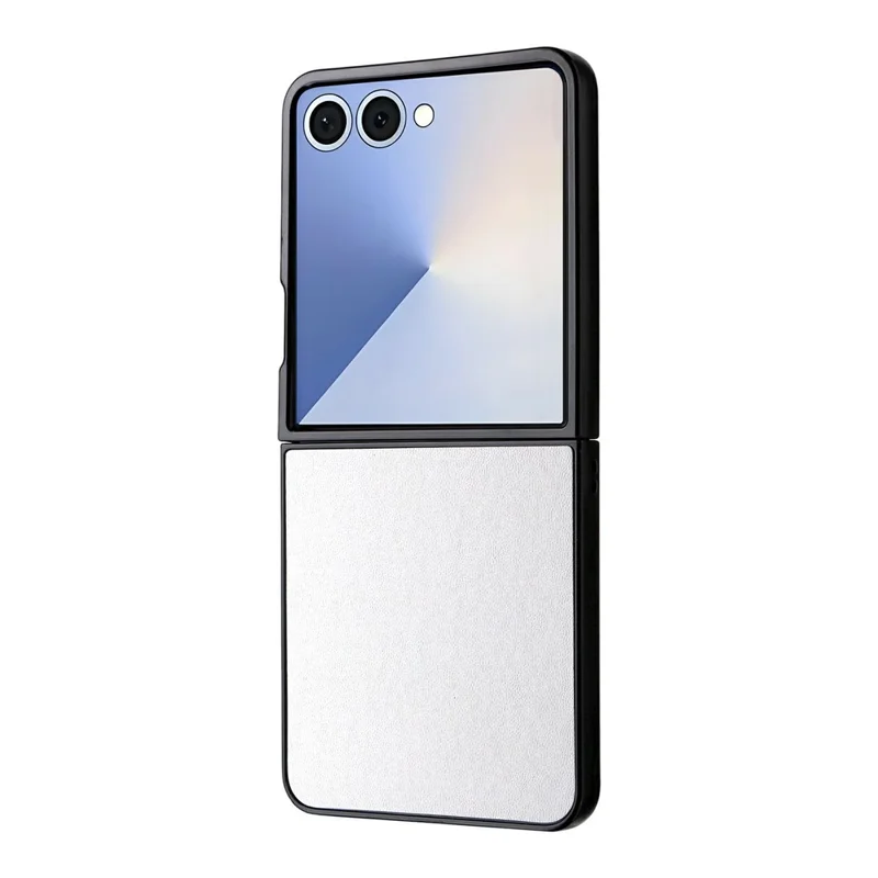 For Samsung Galaxy Z Flip8 Case PU Leather Hard PC Protective Phone Cover - White
