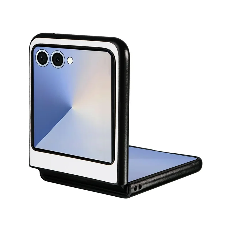 For Samsung Galaxy Z Flip8 Case PU Leather Hard PC Protective Phone Cover - White