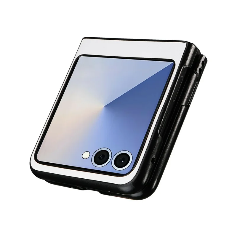 For Samsung Galaxy Z Flip8 Case PU Leather Hard PC Protective Phone Cover - White
